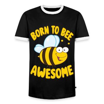 Funny Bee Saying Born to Bee Awesome - Men's Ringer Shirt - black/white - Front - AI Model Female 172 light (172cm) & AI Model Male 178 light (178cm)