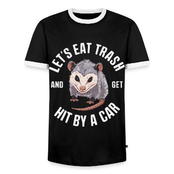 Opossum Possum Animal - Men's Ringer Shirt - black/white - Front - AI Model Female 172 light (172cm) & AI Model Male 178 light (178cm)