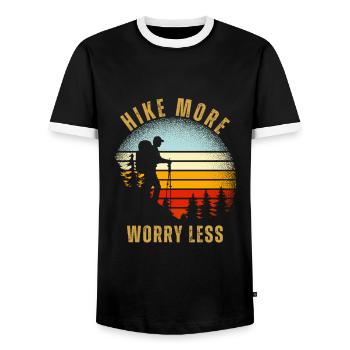 Wandern Sie mehr, machen Sie sich weniger Sorgen - Männer Kontrast-T-Shirt - Schwarz/Weiß - Vorne - AI Model Female 172 light (172cm) & AI Model Male 178 light (178cm)