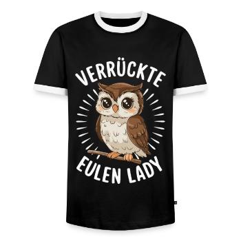 oiseau de nuit hibou hibou oiseau - T-shirt contrasté Homme - noir/blanc - Devant - AI Model Female 172 light (172cm) & AI Model Male 178 light (178cm)