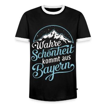 État libre de Bavière Bavarois - T-shirt contrasté Homme - noir/blanc - Devant - AI Model Female 172 light (172cm) & AI Model Male 178 light (178cm)