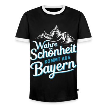 État libre de Bavière Bavarois - T-shirt contrasté Homme - noir/blanc - Devant - AI Model Female 172 light (172cm) & AI Model Male 178 light (178cm)