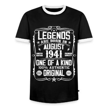 Légendaire depuis août 1941 - Millésime Août 1941 - T-shirt contrasté Homme - noir/blanc - Devant - AI Model Female 172 light (172cm) & AI Model Male 178 light (178cm)