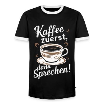 Coffee Coffee Coffee Drinkers Coffee Lovers - Men's Ringer Shirt - black/white - Front - AI Model Female 172 light (172cm) & AI Model Male 178 light (178cm)
