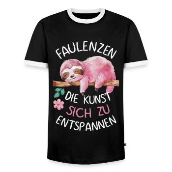 Sloth Sloths Animal Sleeping Lazy - Men's Ringer Shirt - black/white - Front - AI Model Female 172 light (172cm) & AI Model Male 178 light (178cm)