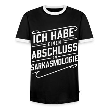 Sarcasme Ironie Drôle Paroles sarcastiques - T-shirt contrasté Homme - noir/blanc - Devant - AI Model Female 172 light (172cm) & AI Model Male 178 light (178cm)