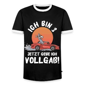 Birthday Gift 3 Years Children's Birthday - Men's Ringer Shirt - black/white - Front - AI Model Female 172 light (172cm) & AI Model Male 178 light (178cm)