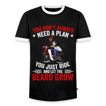 Motorcycle Beard Biker Full Beard Bike Rocker - T-shirt contrasté Homme - noir/blanc - Devant - AI Model Female 172 light (172cm) & AI Model Male 178 light (178cm)
