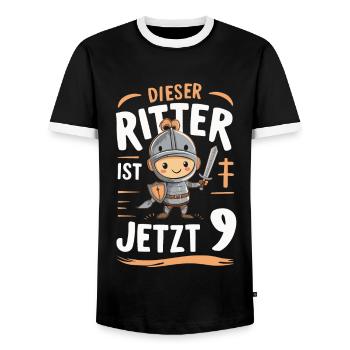 Cadeau d’anniversaire 9 ans Anniversaire des enfants - T-shirt contrasté Homme - noir/blanc - Devant - AI Model Female 172 light (172cm) & AI Model Male 178 light (178cm)