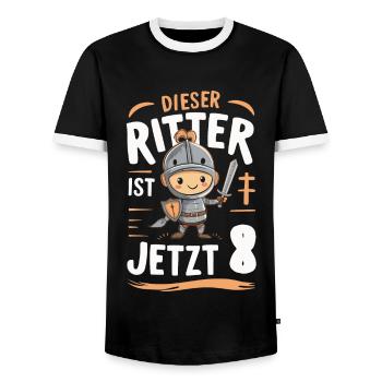 Birthday Gift 8 Years Children's Birthday - Men's Ringer Shirt - black/white - Front - AI Model Female 172 light (172cm) & AI Model Male 178 light (178cm)