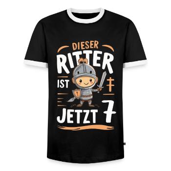Birthday Gift 7 Years Children's Birthday - Men's Ringer Shirt - black/white - Front - AI Model Female 172 light (172cm) & AI Model Male 178 light (178cm)