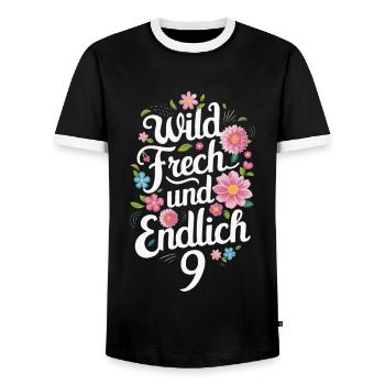 Cadeau d’anniversaire 9 ans Anniversaire des enfants - T-shirt contrasté Homme - noir/blanc - Devant - AI Model Female 172 light (172cm) & AI Model Male 178 light (178cm)