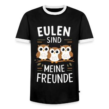 oiseau de nuit hibou hibou oiseau - T-shirt contrasté Homme - noir/blanc - Devant - AI Model Female 172 light (172cm) & AI Model Male 178 light (178cm)