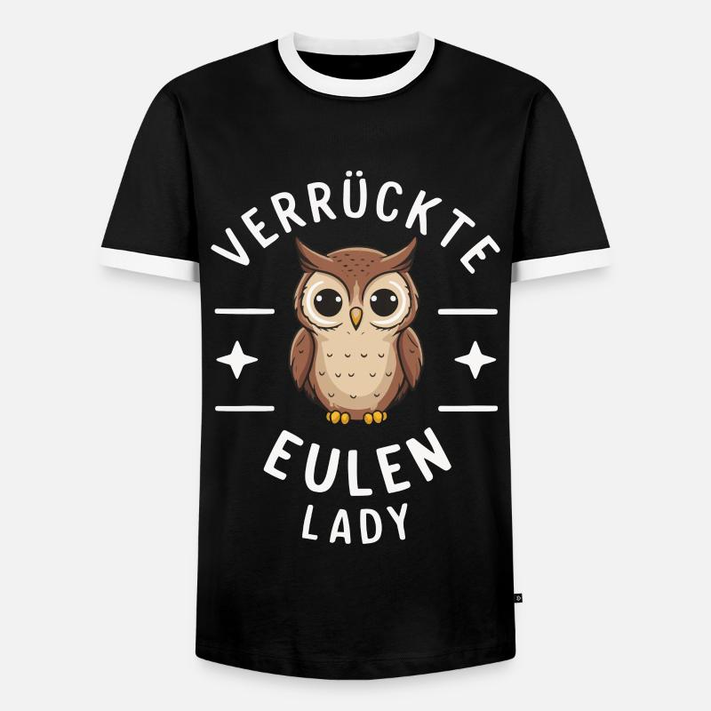 Nachteule Eule Eulen Vogel - Männer Kontrast-T-Shirt - Schwarz/Weiß