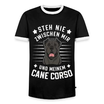 Chiens Cane Corso Italiano Chien - T-shirt contrasté Homme - noir/blanc - Devant - AI Model Female 172 light (172cm) & AI Model Male 178 light (178cm)