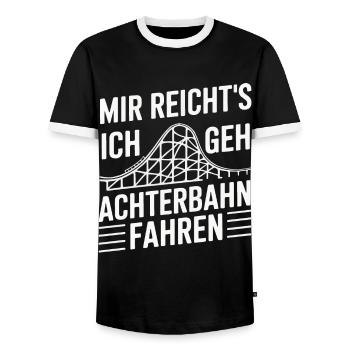 Roller Coaster Amusement Park Roller Coaster - Men's Ringer Shirt - black/white - Front - AI Model Female 172 light (172cm) & AI Model Male 178 light (178cm)