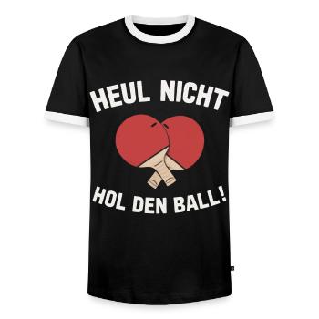 Table tennis Table tennis player - Men's Ringer Shirt - black/white - Front - AI Model Female 172 light (172cm) & AI Model Male 178 light (178cm)