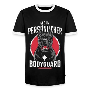 Dogs Cane Corso Italiano Dog - Men's Ringer Shirt - black/white - Front - AI Model Female 172 light (172cm) & AI Model Male 178 light (178cm)