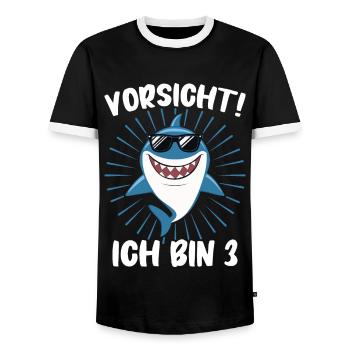 Birthday Gift 3 Years Children's Birthday - Men's Ringer Shirt - black/white - Front - AI Model Female 172 light (172cm) & AI Model Male 178 light (178cm)