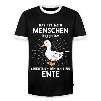 Mallard, Duck Birds, Duck, Dark Duck, Bird - Men's Ringer Shirt - black/white - Front - AI Model Female 172 light (172cm) & AI Model Male 178 light (178cm)