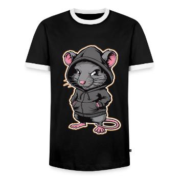 Cool Rat in a Stylish Hoodie - Funny Animals - Men's Ringer Shirt - black/white - Front - AI Model Female 172 light (172cm) & AI Model Male 178 light (178cm)
