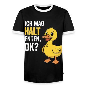 Mallard, Duck Birds, Duck, Dark Duck, Bird - Men's Ringer Shirt - black/white - Front - AI Model Female 172 light (172cm) & AI Model Male 178 light (178cm)