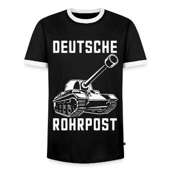 Chars Chars principaux Chars de combat Chars Chars Pilotes de chars - T-shirt contrasté Homme - noir/blanc - Devant - AI Model Female 172 light (172cm) & AI Model Male 178 light (178cm)