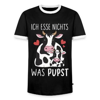 Végétarien Végétalien Bien-être animal Droits des animaux Veggie - T-shirt contrasté Homme - noir/blanc - Devant - AI Model Female 172 light (172cm) & AI Model Male 178 light (178cm)