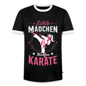 Karate Kampfsport Kämpfer Karate - Männer Kontrast-T-Shirt - Schwarz/Weiß - Vorne - AI Model Female 172 light (172cm) & AI Model Male 178 light (178cm)