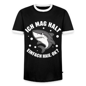 Hai Haifisch Haie Haifische - Männer Kontrast-T-Shirt - Schwarz/Weiß - Vorne - AI Model Female 172 light (172cm) & AI Model Male 178 light (178cm)