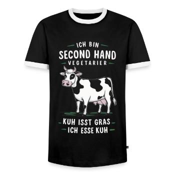 Végétarien Végétalien Bien-être animal Droits des animaux Veggie - T-shirt contrasté Homme - noir/blanc - Devant - AI Model Female 172 light (172cm) & AI Model Male 178 light (178cm)