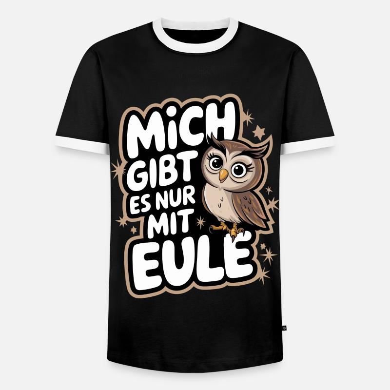 Nachteule Eule Eulen Vogel - Männer Kontrast-T-Shirt - Schwarz/Weiß