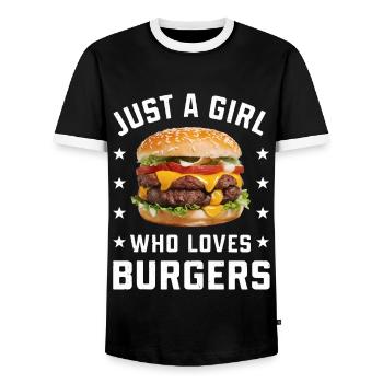 Burger Fast Food Hamburger Cheesburger Burgers - Männer Kontrast-T-Shirt - Schwarz/Weiß - Vorne - AI Model Female 172 light (172cm) & AI Model Male 178 light (178cm)