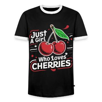 Kirsche Kirschen Früchte Essen - Männer Kontrast-T-Shirt - Schwarz/Weiß - Vorne - AI Model Female 172 light (172cm) & AI Model Male 178 light (178cm)