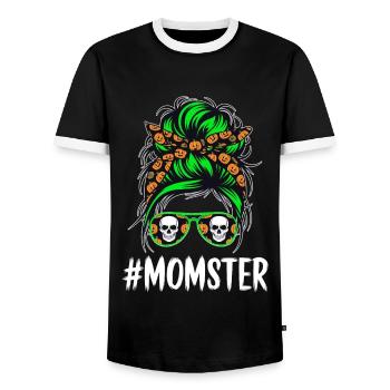Halloween Momster Monster Mom - Men's Ringer Shirt - black/white - Front - AI Model Female 172 light (172cm) & AI Model Male 178 light (178cm)