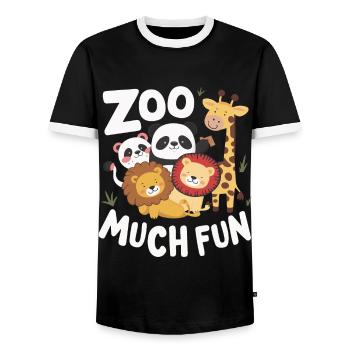 Animaux du zoo Gardien de zoo - T-shirt contrasté Homme - noir/blanc - Devant - AI Model Female 172 light (172cm) & AI Model Male 178 light (178cm)