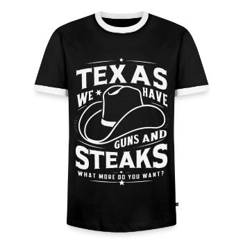 Texas State Texans Texas - Men's Ringer Shirt - black/white - Front - AI Model Female 172 light (172cm) & AI Model Male 178 light (178cm)