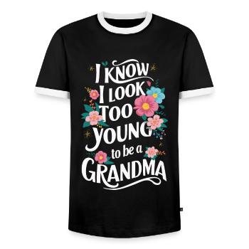 Grandma Grandmother Mother's Day Family - Men's Ringer Shirt - black/white - Front - AI Model Female 172 light (172cm) & AI Model Male 178 light (178cm)
