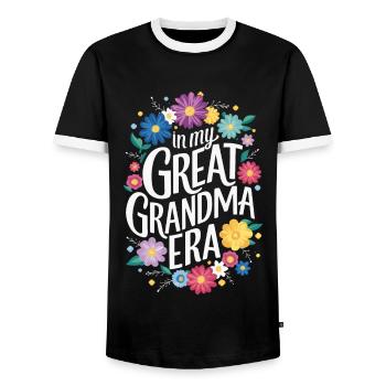 Grandma Grandmother Mother's Day Family - Men's Ringer Shirt - black/white - Front - AI Model Female 172 light (172cm) & AI Model Male 178 light (178cm)