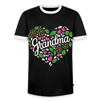 Grandma Grandmother Mother's Day Family - Men's Ringer Shirt - black/white - Front - AI Model Female 172 light (172cm) & AI Model Male 178 light (178cm)