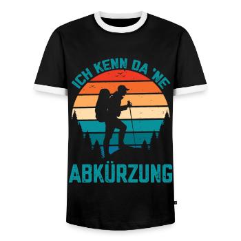 Ich kenn da eine Abkürzung lustige Berge Sprüche - Männer Kontrast-T-Shirt - Schwarz/Weiß - Vorne - AI Model Female 172 light (172cm) & AI Model Male 178 light (178cm)