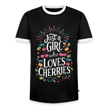 Kirsche Kirschen Früchte Essen - Männer Kontrast-T-Shirt - Schwarz/Weiß - Vorne - AI Model Female 172 light (172cm) & AI Model Male 178 light (178cm)