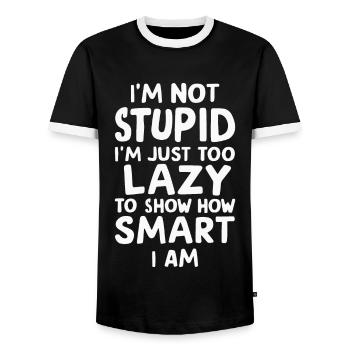 Funny, sarcasm, sarcastic humor, irony - Men's Ringer Shirt - black/white - Front - AI Model Female 172 light (172cm) & AI Model Male 178 light (178cm)