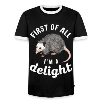 Opossum Possum Animal - Men's Ringer Shirt - black/white - Front - AI Model Female 172 light (172cm) & AI Model Male 178 light (178cm)