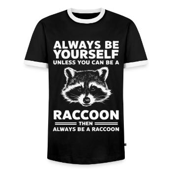 Raccoon - Men's Ringer Shirt - black/white - Front - AI Model Female 172 light (172cm) & AI Model Male 178 light (178cm)