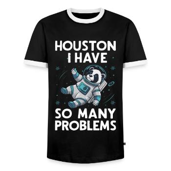 Panda Ours Panda Animal Pandas - T-shirt contrasté Homme - noir/blanc - Devant - AI Model Female 172 light (172cm) & AI Model Male 178 light (178cm)
