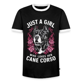 Cane Corso Hund - Männer Kontrast-T-Shirt - Schwarz/Weiß - Vorne - AI Model Female 172 light (172cm) & AI Model Male 178 light (178cm)