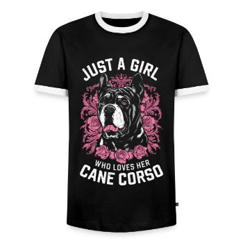 Cane Corso Hund - Männer Kontrast-T-Shirt - Schwarz/Weiß - Vorne - AI Model Female 172 light (172cm) & AI Model Male 178 light (178cm)