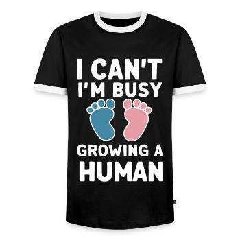 Pregnancy Pregnant Birth - Men's Ringer Shirt - black/white - Front - AI Model Female 172 light (172cm) & AI Model Male 178 light (178cm)