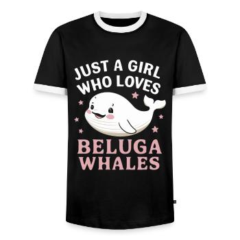 Beluga Whale Ocean Belugas Whales - Men's Ringer Shirt - black/white - Front - AI Model Female 172 light (172cm) & AI Model Male 178 light (178cm)